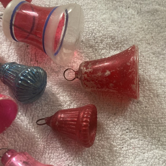 Vintage Antique mercury glass feather tree ornaments bells unique 30/40s - Picture 5 of 11